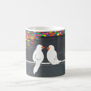 Taza De Café pared de un pájaro de ladrillo : pared de graffiti