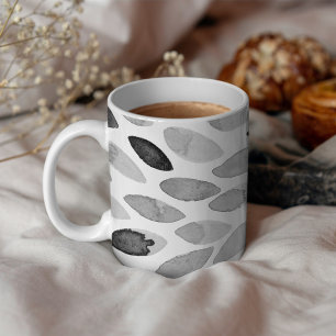 Taza De Café Paredes de brocha acuarela - blanco y negro