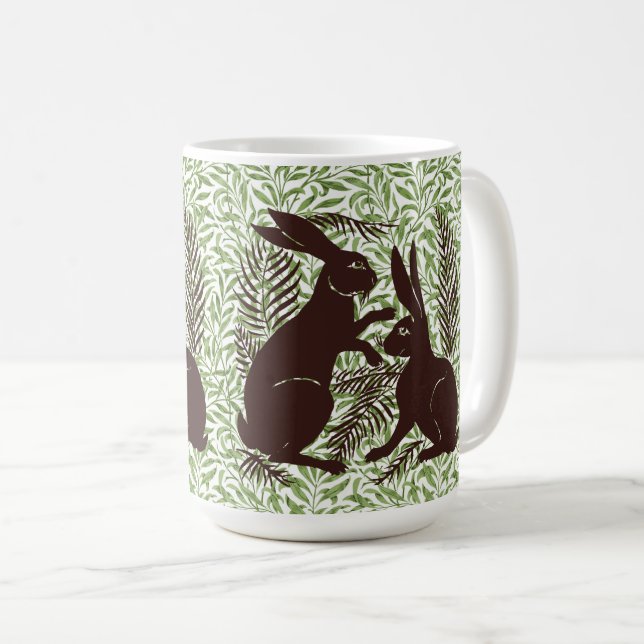 Taza De Café Pareja Art Nouveau de Conejos De Morgan y Morris (Anverso derecho)