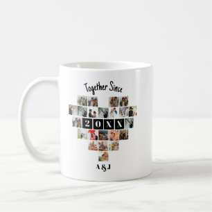 Taza De Café Pareja Collage de Fotos del Corazón Juntos Desde e