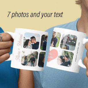 Taza De Café Pareja comprometida collage de 7 fotos mejor junto
