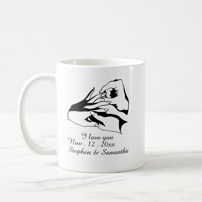 Taza De Café Pareja comprometida personalizada, compromiso (Izquierda)