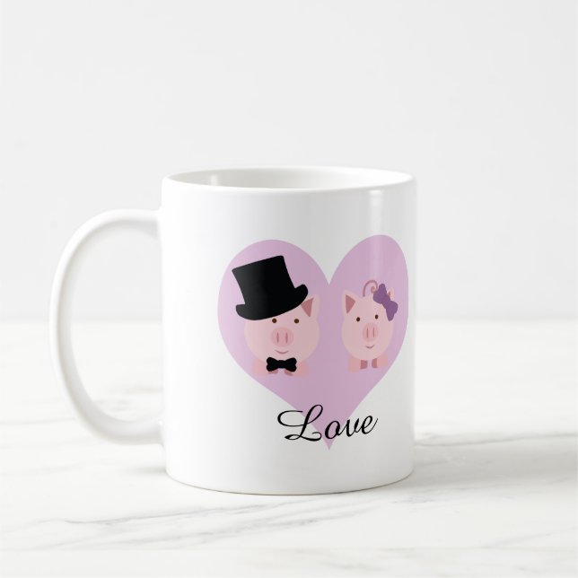Taza De Café Pareja Cute Pig (Izquierda)