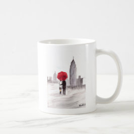 Taza De Café Pareja de amor de Nueva York con paraguas rojos