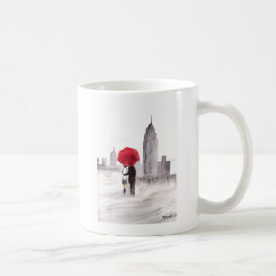 Taza De Café Pareja de amor de Nueva York con paraguas rojos