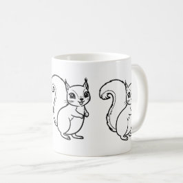 Taza De Café Pareja de Ardillas Adorables Arte de Línea Minimal