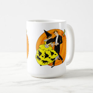 Taza De Café Pareja de baile vintage de Halloween con calabaza
