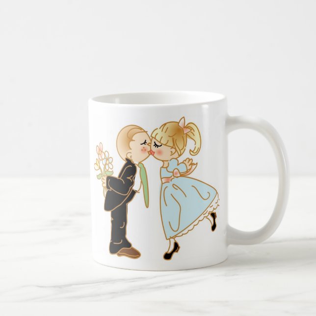 Taza De Café Pareja de Besado Cutáneo (Derecha)