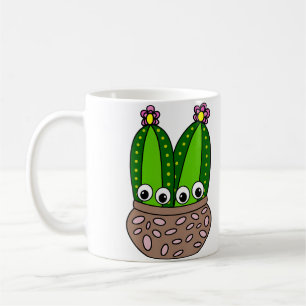 Taza De Café Pareja de Cactus en una Bonita Maceta de Cerámica