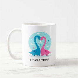 Taza De Café Pareja de dinosaurios lindos San Valentín personal