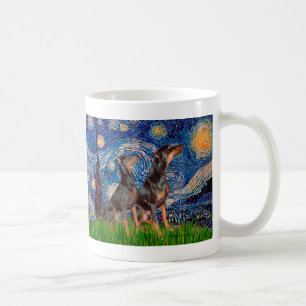 Taza De Café Pareja de Doberman - Noche estrellada