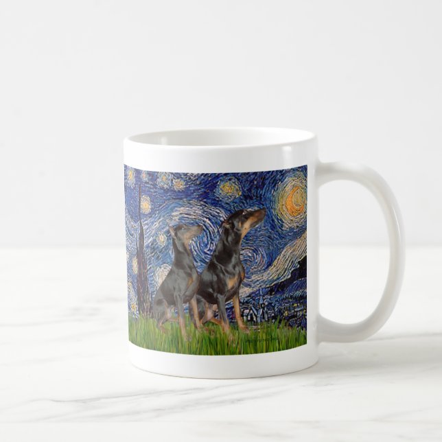Taza De Café Pareja de Doberman - Noche estrellada (Derecha)