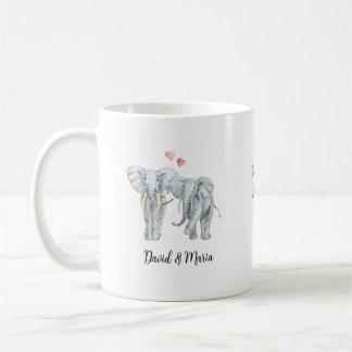 Taza De Café Pareja de elefantes enamorados
