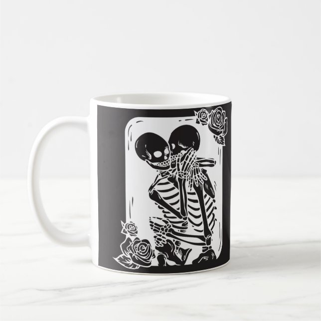 Taza De Café Pareja de esqueleto abrazando (Izquierda)