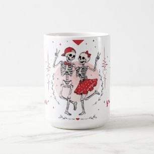 Taza De Café Pareja de esqueletos divertidos enamorados