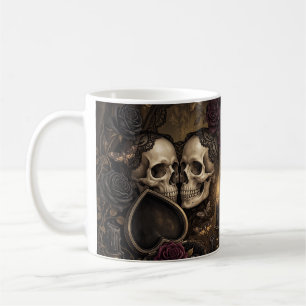 Taza De Café Pareja de esqueletos góticos Romance Oscuro Rosa V