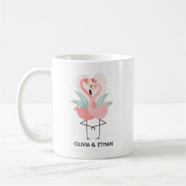 Taza De Café Pareja de flamencos lindos personalizados día de S