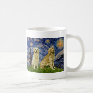Taza De Café Pareja de Golden Retriever 3 - Noche estrellada
