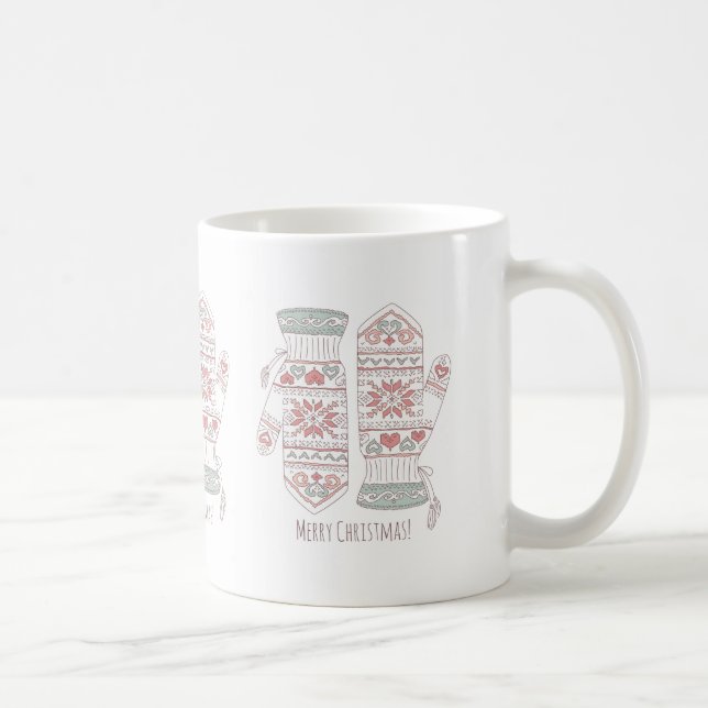 Taza De Café Pareja De Guantes De Navidades De Punto (Derecha)