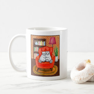 Taza De Café Pareja de mapaches divertidos y lindos Silla cómod