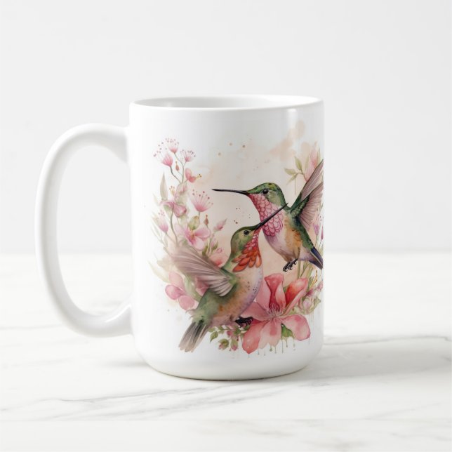Taza De Café Pareja de pájaros con flores (Izquierda)