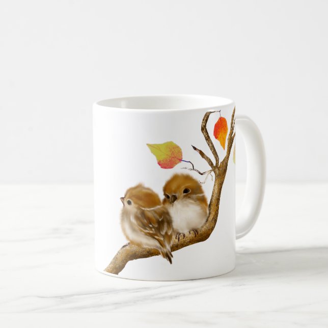 Taza De Café Pareja de pájaros gordos para bebés (Anverso derecho)