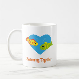 Taza De Café Pareja de peces nadando juntos personalizados con