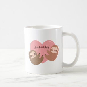 Taza De Café Pareja de Perezosos Adorables Abrazando un Corazón