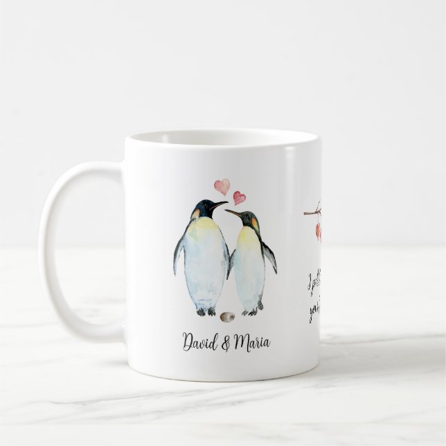 Taza De Café Pareja de pingüino emperador enamorada (Izquierda)