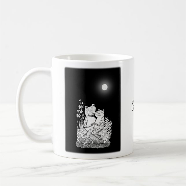 Taza De Café Pareja de sapo sapo Cute Divertido Romántico Nombr (Izquierda)
