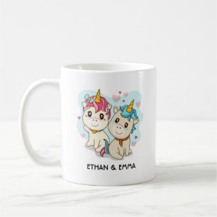 Taza De Café Pareja de Unicornios Lindos Día de San Valentín Pe