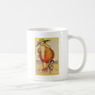 Taza De Café Pareja divertida de antigüedades en la playa rarez