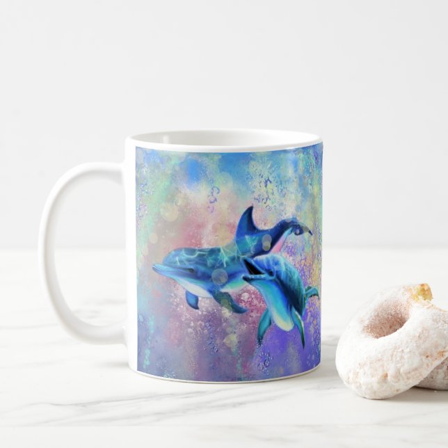 Taza De Café Pareja Dolphin Coffee Mug (Con donut)