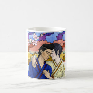 Taza De Café Pareja gay al estilo del arte japonés Ukiyo-e