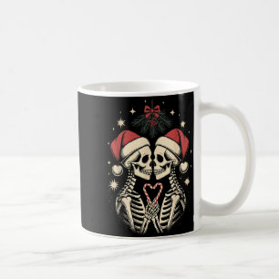Taza De Café Pareja Gótica Navideña Humor Oscuro Esqueleto