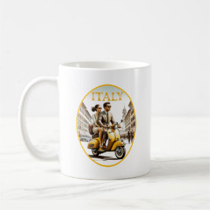 Taza De Café Pareja italiana en scooter