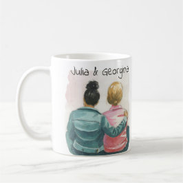 Taza De Café Pareja lesbiana acuarela personalizada