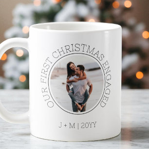 Taza De Café Pareja Mínima 2 Foto Nuestra Primera Navidad Compr