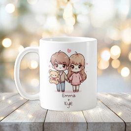 Taza De Café Pareja personalizada de Oso de Teddy con estilo Ch