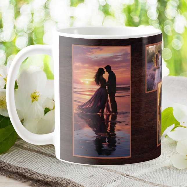 Taza De Café Pareja personalizado 4 Foto Rustic Brown Valentine (Subido por el creador)