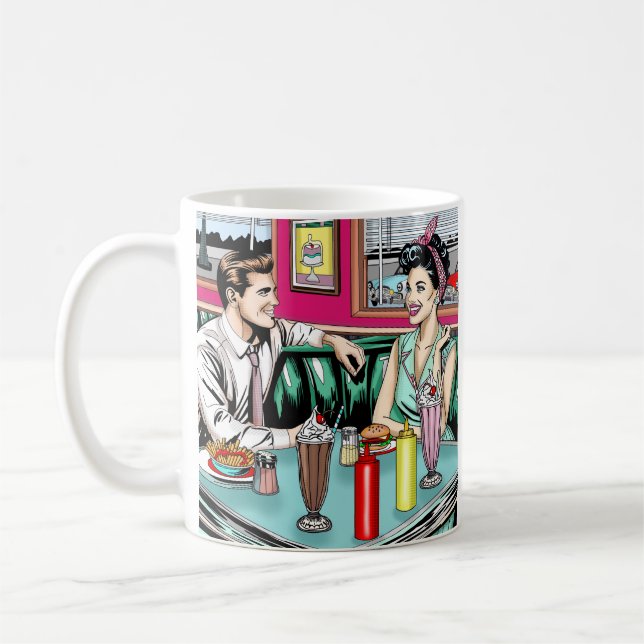 Taza De Café Pareja retro de los años 1950 en Diner (Izquierda)