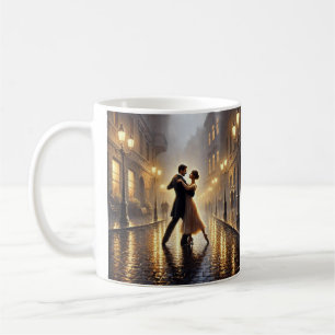 Taza De Café Pareja romántica bailando en la lluvia