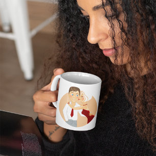 Taza De Café Pareja Romántica Beso Amor Tierno