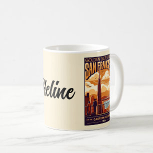 Taza De Café Pareja vintage de la ciudad de San Francisco, Cali