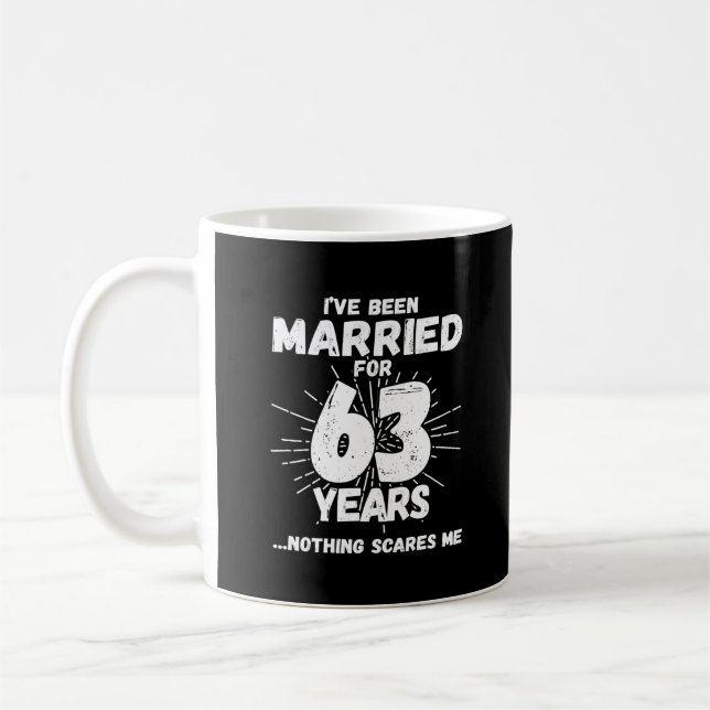 Taza De Café Parejas Casadas 63 Años Divertido Aniversario 63 (Izquierda)