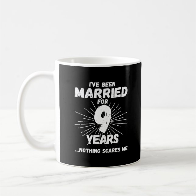 Taza De Café Parejas Casadas 9 Años Divertido 9º Aniversario (Izquierda)