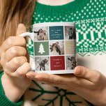 Taza De Café Parejas de Merry Christmas Photo Grid<br><div class="desc">¡Cree un regalo especial de mantenimiento para estos Navidades! Simplemente agregue fotografías de su elección a esta plantilla moderna y personalizar el texto para que sea único y personal para usted.</div>