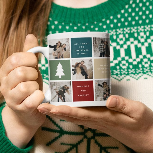 Taza De Café Parejas de Merry Christmas Photo Grid (Subido por el creador)