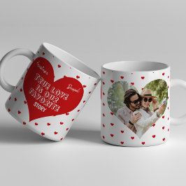Taza De Café Parejas personalizadas nombres de fotos en forma d