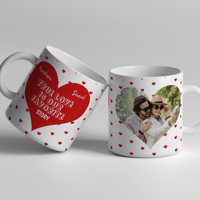 Taza De Café Parejas personalizadas nombres de fotos en forma d (Subido por el creador)